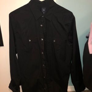 Mens Large Black Button Down